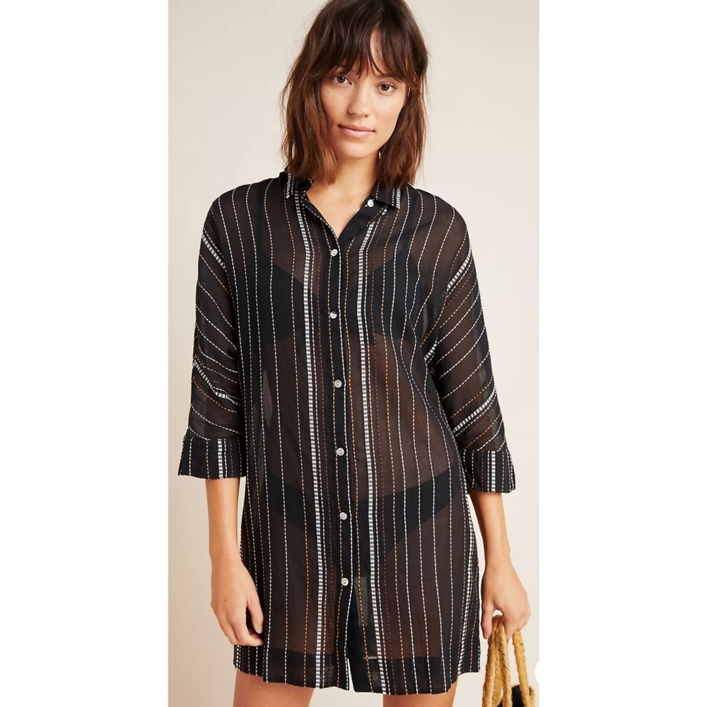 Anthropologie Dani Embroidered Shirtdress